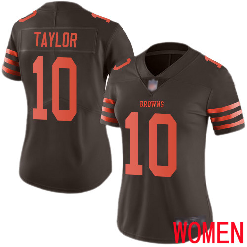 Cleveland Browns Taywan Taylor Women Brown Limited Jersey 10 NFL Football Rush Vapor Untouchable